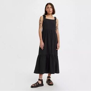 Levi’s Tie-Shoulder Black Cotton Hemp Maxi Sundress